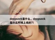 deepseek是什么，deepseek是什么时候上线的?！