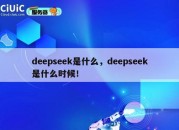 deepseek是什么，deepseek是什么时候！