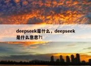 deepseek是什么，deepseek是什么意思?！