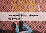 deepseek能干什么，deepseek能干什么用！