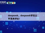 deepseek，deepseek罕见公开发表评论！