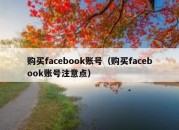 购买facebook账号（购买facebook账号注意点）