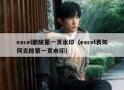 excel删除第一页水印（excel表如何去除第一页水印）