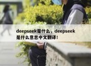 deepseek是什么，deepseek是什么意思中文翻译！