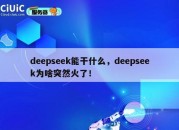 deepseek能干什么，deepseek为啥突然火了！