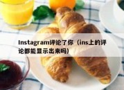 Instagram评论了你（ins上的评论都能显示出来吗）