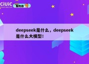 deepseek是什么，deepseek是什么大模型！
