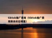 tiktok推广费用（tiktok推广费用剩余的在哪里）