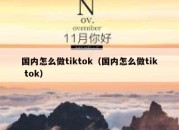 国内怎么做tiktok（国内怎么做tik tok）