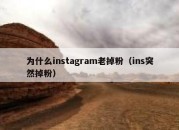 为什么instagram老掉粉（ins突然掉粉）