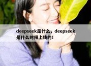 deepseek是什么，deepseek是什么时候上线的！