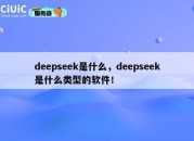 deepseek是什么，deepseek是什么类型的软件！