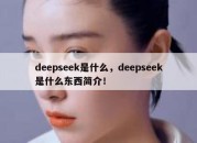 deepseek是什么，deepseek是什么东西简介！