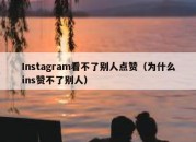 Instagram看不了别人点赞（为什么ins赞不了别人）