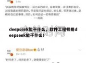 deepseek能干什么，软件工程师用deepseek能干什么！