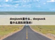 deepseek是什么，deepseek是什么团队研发的！