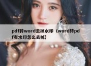 pdf转word去掉水印（word转pdf有水印怎么去掉）