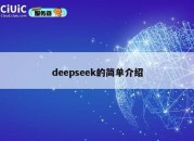 deepseek的简单介绍