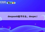 deepseek能干什么，deepec！