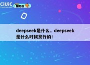 deepseek是什么，deepseek是什么时候发行的！