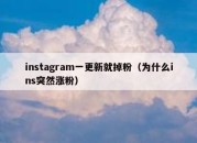 instagram一更新就掉粉（为什么ins突然涨粉）