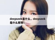 deepseek是什么，deepseek是什么原理！
