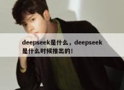 deepseek是什么，deepseek是什么时候推出的！