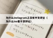 为什么instagram上没有中文评论（为什么ins看不到评论）