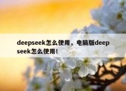 deepseek怎么使用，电脑版deepseek怎么使用！