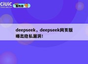 deepseek，deepseek网页版曝出隐私漏洞！