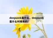 deepseek是什么，deepseek是什么时候有的！
