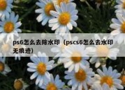 ps6怎么去除水印（pscs6怎么去水印无痕迹）