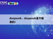 deepseek，deepseek是干嘛用的！