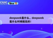 deepseek是什么，deepseek是什么时候提出的！