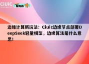 边缘计算新玩法：Ciuic边缘节点部署DeepSeek轻量模型，边缘算法是什么意思！