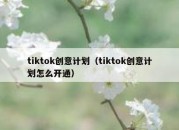 tiktok创意计划（tiktok创意计划怎么开通）