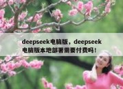 deepseek电脑版，deepseek电脑版本地部署需要付费吗！