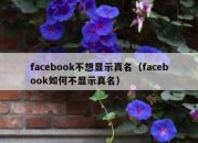 facebook不想显示真名（facebook如何不显示真名）