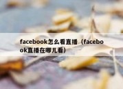 facebook怎么看直播（facebook直播在哪儿看）