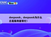 deepseek，deepseek为什么总是服务器繁忙！