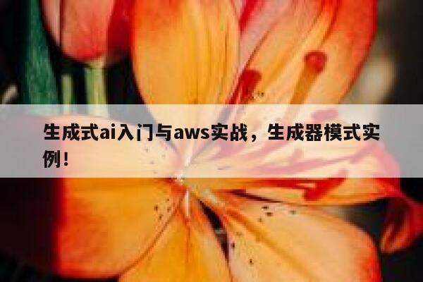 生成式ai入门与aws实战，生成器模式实例！ 第1张