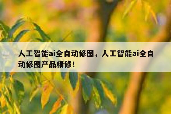 人工智能ai全自动修图，人工智能ai全自动修图产品精修！ 第1张