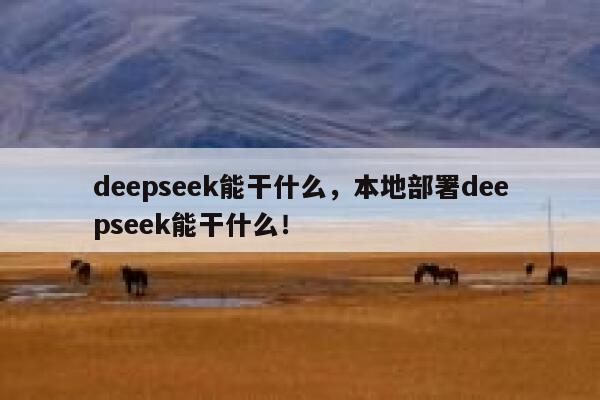 deepseek能干什么，本地部署deepseek能干什么！ 第1张