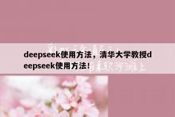 deepseek使用方法，清华大学教授deepseek使用方法！ 第1张