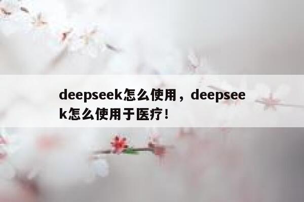 deepseek怎么使用，deepseek怎么使用于医疗！ 第1张