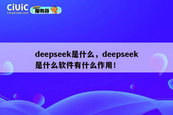 deepseek是什么，deepseek是什么软件有什么作用！ 第1张