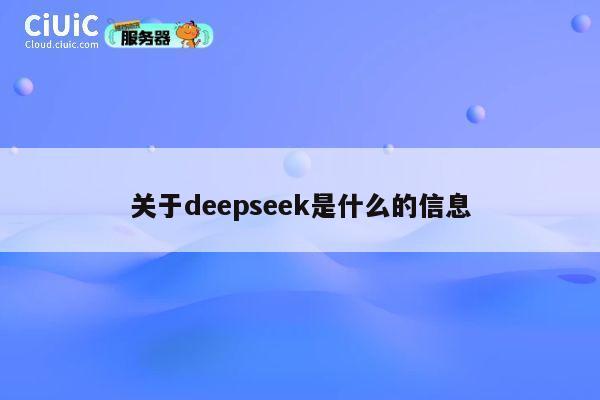 关于deepseek是什么的信息 第1张